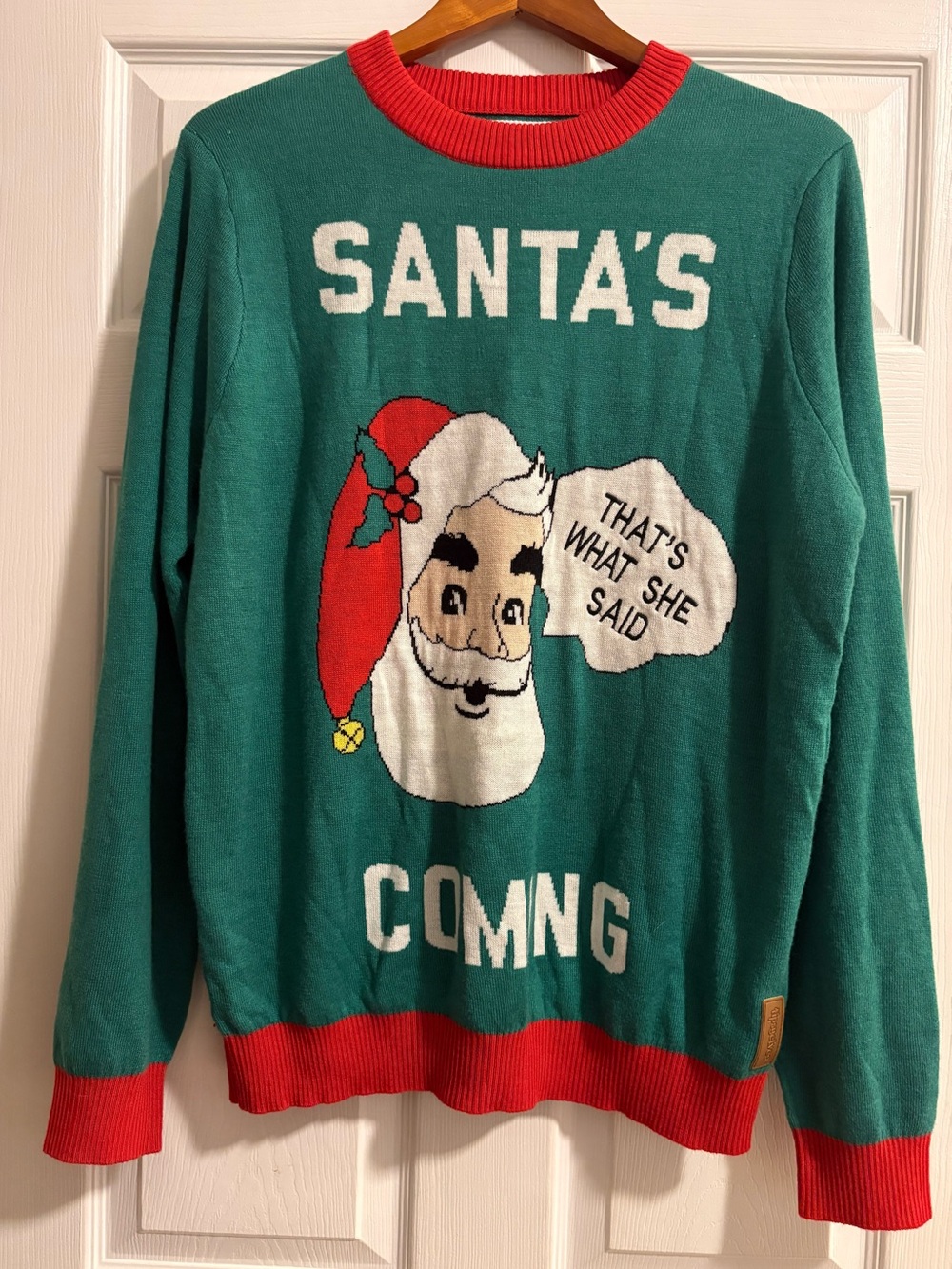UGLY CHRISTMAS SWEATER - Santa’s Coming Sz Large